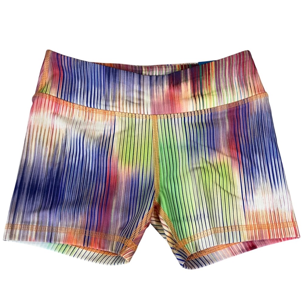 DSG Girls S 8-9 Momentum Shortie Prismatic Reflection Stripe Athletic Shorts NWT